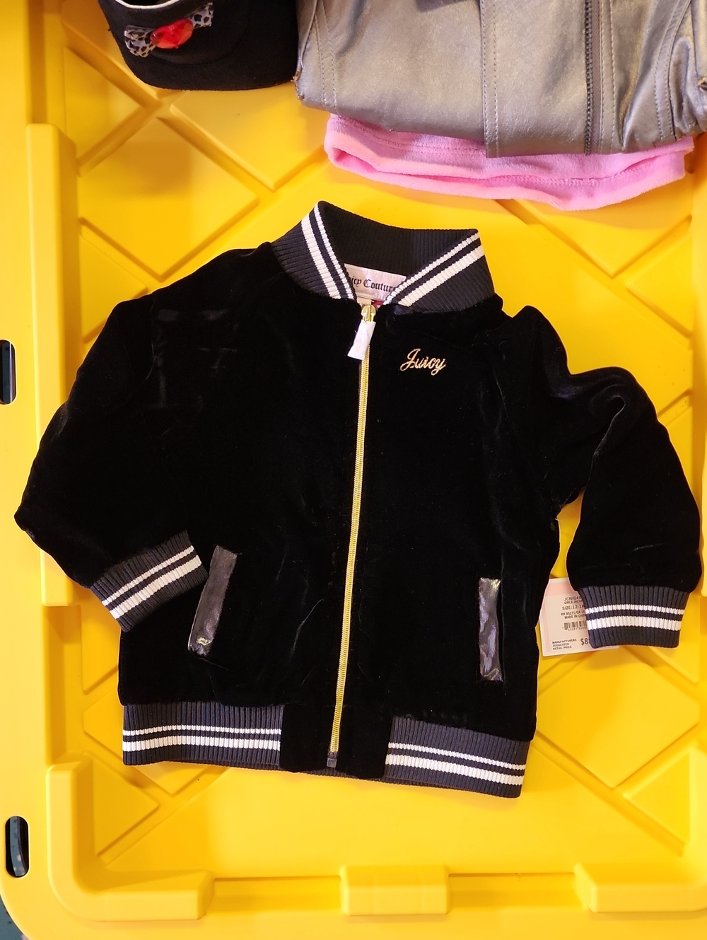 Juicy Couture Black Velvet Jacket with Gold Zip Detail 12-18 Months